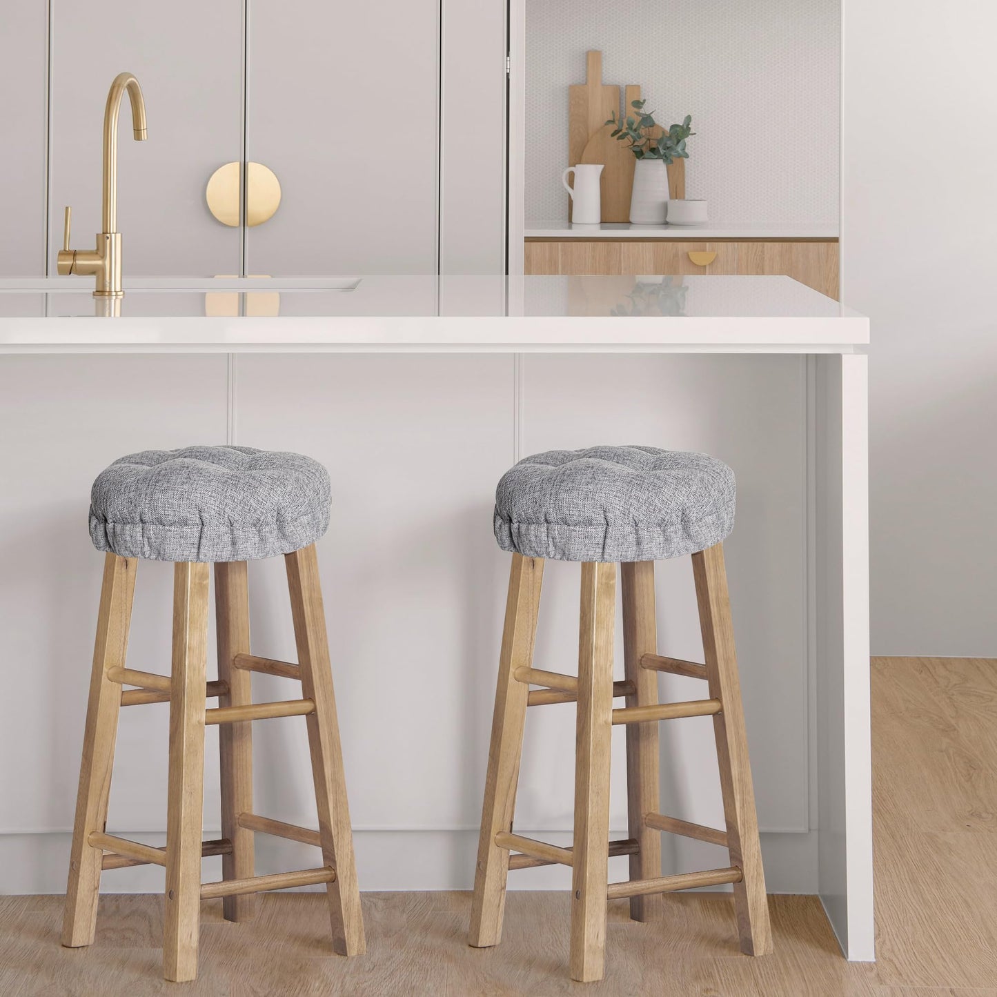 Sunlit Bar Stool Covers - Set of 2 Round Bar Stool Seat Covers, Soft and Cushioned Bar Chair Covers, Easy to Install and Wash, Cover Only, 12 Inch Diameter, Gray