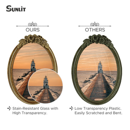 Sunlit Vintage Picture Frame 4x4 Inch, Luxury Antique Photo Frames with Glass Front, Luxury Photo Display, Tabletop Wall Hanging, Gift Ideas, Golden Rose