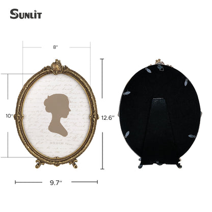 Sunlit Vintage Picture Frame 4x6 Inch, Oval Antique Photo Frames with Glass Front, Luxury Photo Display, Tabletop Wall Hanging, Gift Ideas, Brown