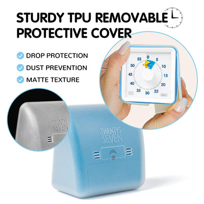 Visual Timer with Protective Case, 60-Minute Countdown Timer for Kids Autism ADHD Classroom Home Office, Countdown Clock for Teaching Work Meeting Time Management, Hungry Blue Fish