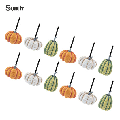 Sunlit Fall Pumpkin Decorative Shower Curtain Hooks, Autumn Harvest Festival Shower Curtain Rings, Resin, Orange Farmhouse Bathroom Curtain Hangers Decoration, Set of 12