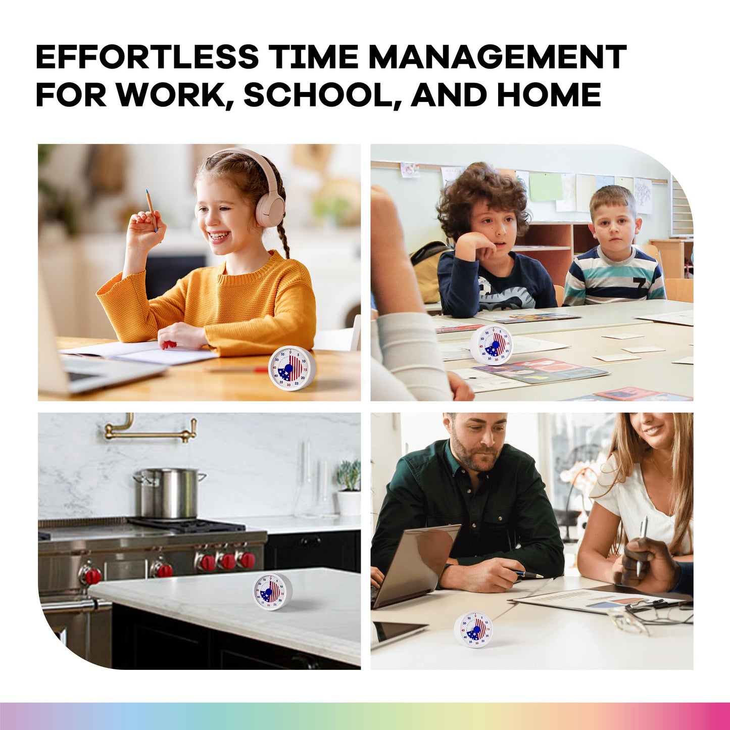 TWENTY5 SEVEN Countdown Timer 3 inch, Silent 60 Minute 1 Hour Visual Timer with Pause Function, Magnetic Classroom Teaching Tool Office Meeting, Countdown Clock for Kids Time Management, Blue Stars