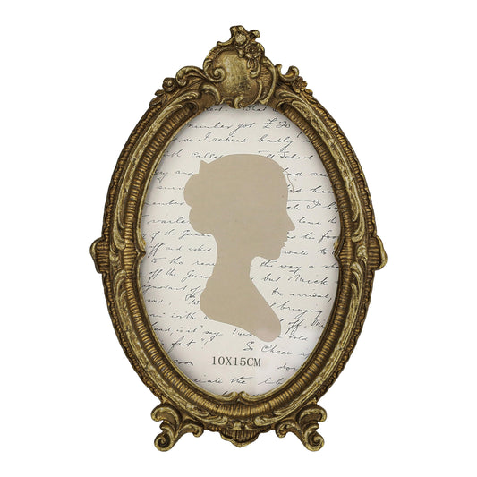 Sunlit Vintage Picture Frame 4x6 Inch, Oval Antique Photo Frames with Glass Front, Luxury Photo Display, Tabletop Wall Hanging, Gift Ideas, Brown