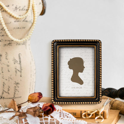 Sunlit Boho Vintage Picture Frame 4x4 Inch with Beaded Border, Luxury Antique Square Photo Frames with Glass Front, Photo Display, Tabletop Wall Hanging, Gift Idea, Distressed White
