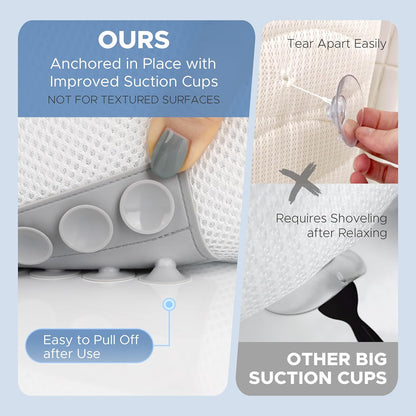 Sunlit Ultra Soft Full Body Bath Pillow for Bathtub, Luxury Thick Tub Pillow for Head Neck Back Support with Lumbar Pillow Multi-Function Stopper, Spa Pillow with Strong Suction Cups, Bath Accessories