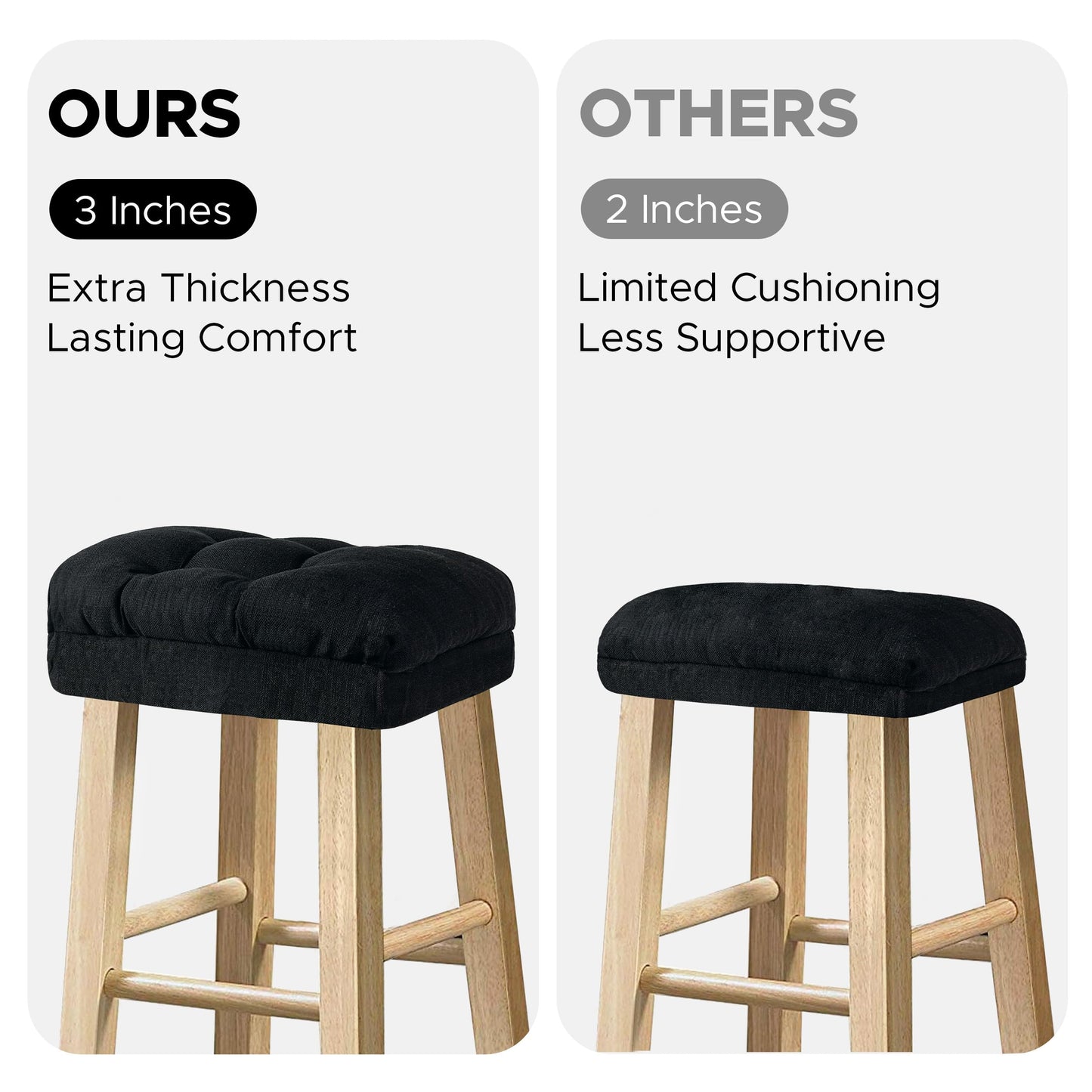 Sunlit Bar Stool Covers - Set of 2 Rectangle Bar Stool Seat Covers, Soft and Cushioned Bar Chair Covers, Easy to Install and Wash, Cover Only, Gray