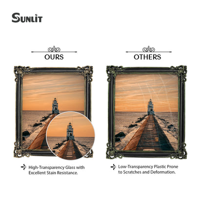 Sunlit Vintage Picture Frame 4x6 Inch, Luxury Antique Photo Frames with Glass Front, Photo Display, Tabletop Wall Hanging, Gift Ideas