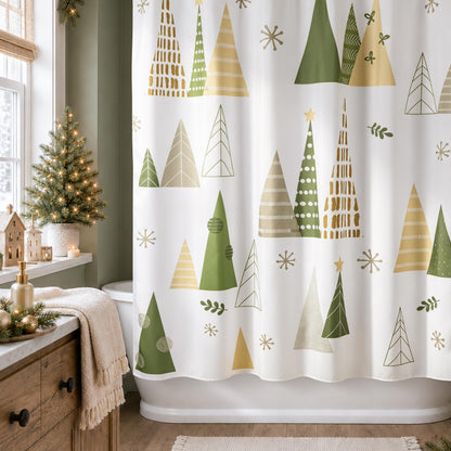 Sunlit Blue Fluorescent Christmas Snowflake Tree with Dark Blue Background Fabric Shower Curtain, Bathroom Home Office Holiday Wall Decoration as Tapestry and Photo Booth Backdrop
