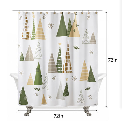 Sunlit Blue Fluorescent Christmas Snowflake Tree with Dark Blue Background Fabric Shower Curtain, Bathroom Home Office Holiday Wall Decoration as Tapestry and Photo Booth Backdrop