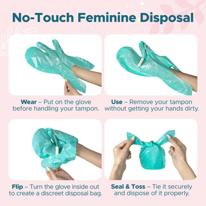 Sunlit No-Touch Feminine Hygiene Disposal Bags, Hygienic Odor-Reducing and Discreet Solution for Tampons Pads Liners and More, Size L - 20 Count