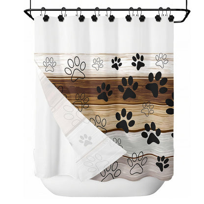 Sunlit Fashion Design Cute Paw Print Polished Double Shower Curtain Hooks for Dog Cat and Bear, Rust Proof Oil Rubbed Metal Shower Curtain Rings-12 Pack