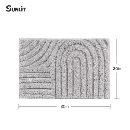Sunlit 24"x60" Boho Decorative Textured Bathroom Rugs Runner, Mid Century Modern Extra Long Non-Slip Absorbent Soft Bath Mat, Organic Modern Floor Mat Bath Runner Dry Fast Machine Washable, Gray