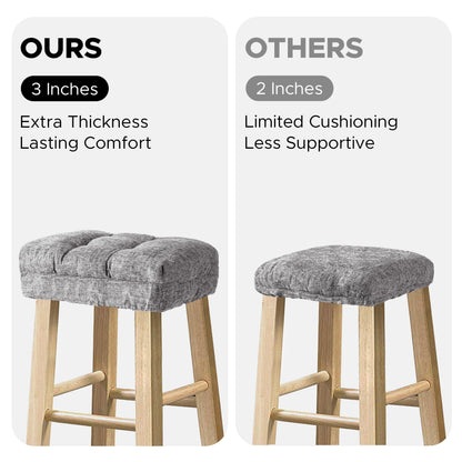Sunlit Bar Stool Covers - Set of 2 Rectangle Bar Stool Seat Covers, Soft and Cushioned Bar Chair Covers, Easy to Install and Wash, Cover Only, Gray