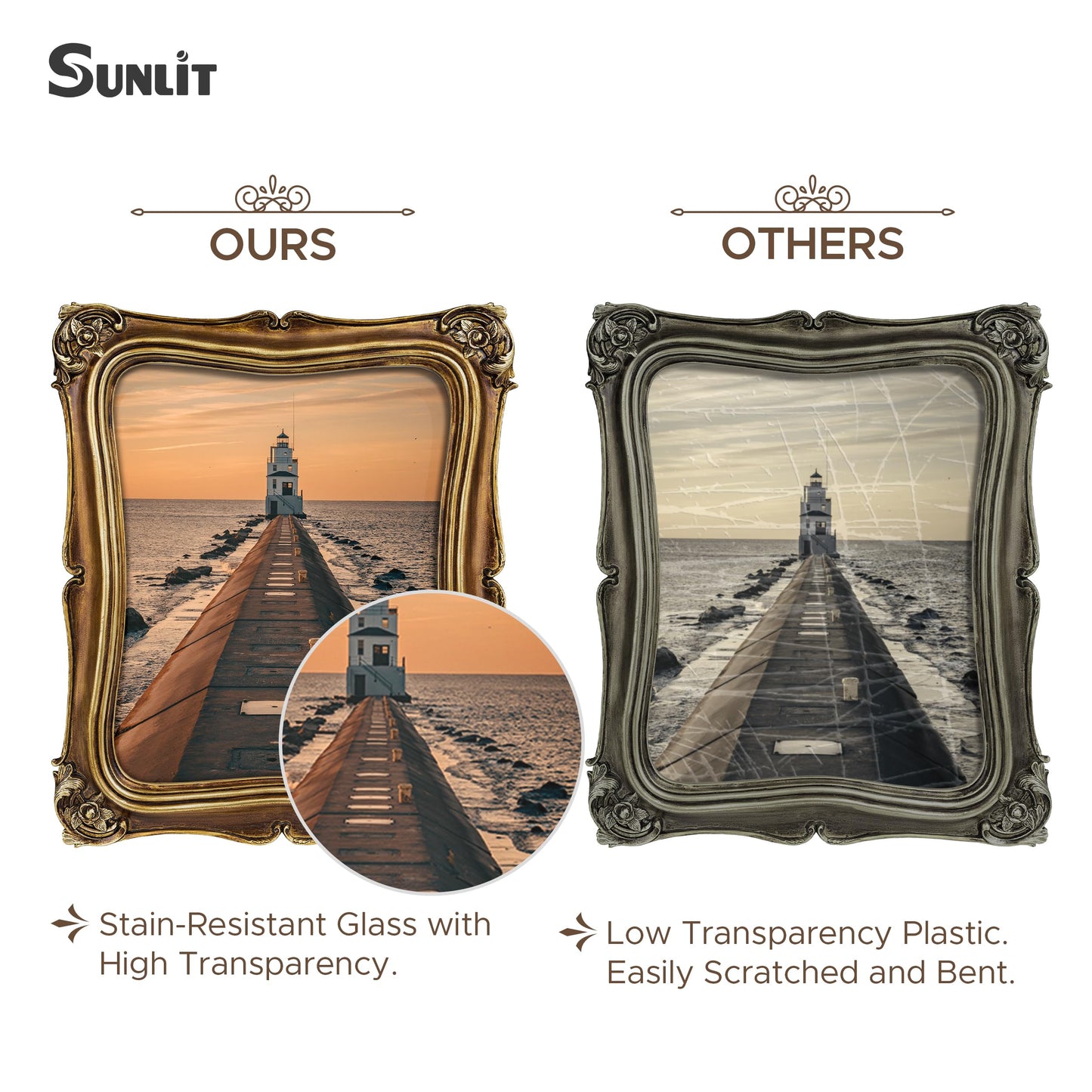 Sunlit Vintage Small Picture Frame 2.5x3.5 Inch, Antique Mini Polaroid Photo Frames with Glass Front, Luxury Wallet Size Picture Frames, Tiny Photo Frames Display Tabletop Wall Hanging Gift Ideas, Gold