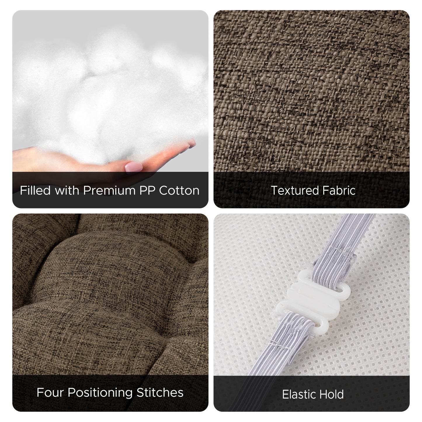 Sunlit Bar Stool Covers - Set of 2 Rectangle Bar Stool Seat Covers, Soft and Cushioned Bar Chair Covers, Easy to Install and Wash, Cover Only, Gray