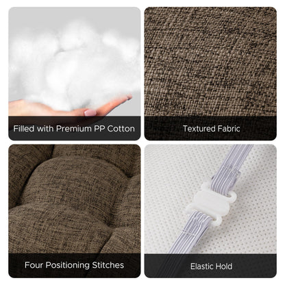 Sunlit Bar Stool Covers - Set of 2 Rectangle Bar Stool Seat Covers, Soft and Cushioned Bar Chair Covers, Easy to Install and Wash, Cover Only, Gray