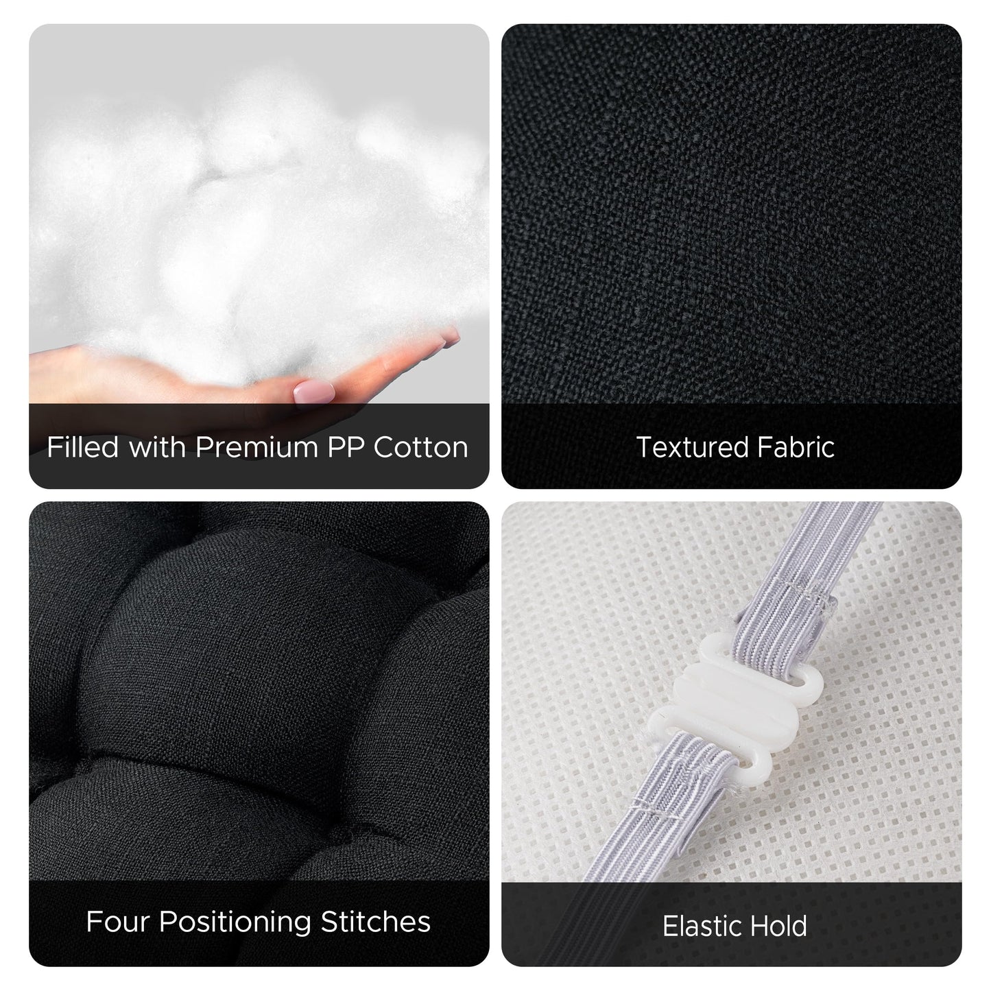 Sunlit Bar Stool Covers - Set of 2 Rectangle Bar Stool Seat Covers, Soft and Cushioned Bar Chair Covers, Easy to Install and Wash, Cover Only, Gray