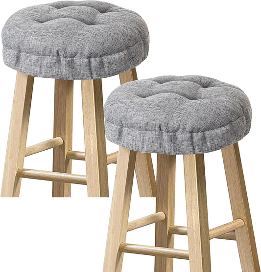Sunlit Bar Stool Covers - Set of 2 Round Bar Stool Seat Covers, Soft and Cushioned Bar Chair Covers, Easy to Install and Wash, Cover Only, 12 Inch Diameter, Gray