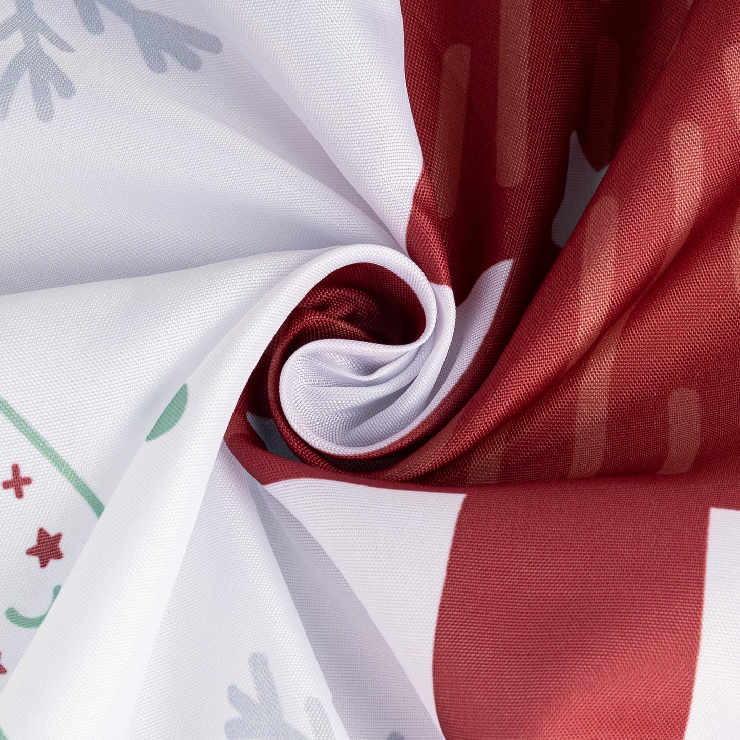 Sunlit Christmas Shower Curtain, Red and Gray Xmas Trees with Stars and Snow Pattern Shower Curtain for Bathroom Decor, 71x71 Inch