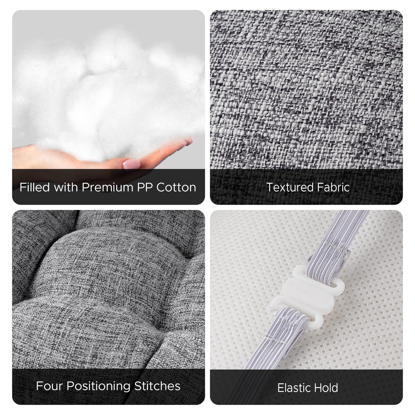 Sunlit Bar Stool Covers - Set of 2 Rectangle Bar Stool Seat Covers, Soft and Cushioned Bar Chair Covers, Easy to Install and Wash, Cover Only, Gray