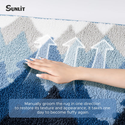 Sunlit Misty Forest Bathroom Rugs 20x32, Extra Soft Super Absorbent Bath Mat Quick Dry, Non-Slip Rubber Backing Bath Rug, Machine Washable Bathroom Floor Mat for Tub and Shower, Blue Ombre