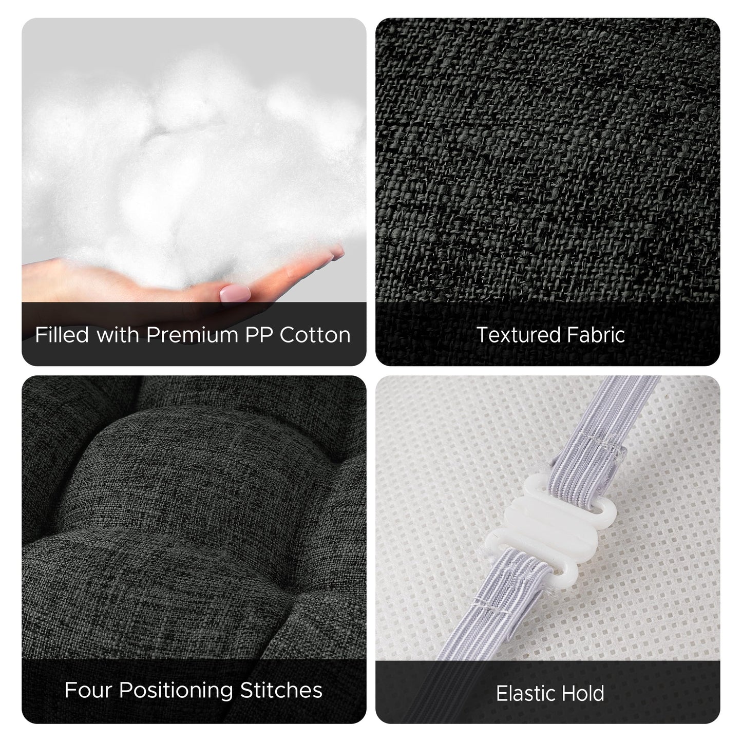 Sunlit Bar Stool Covers - Set of 2 Rectangle Bar Stool Seat Covers, Soft and Cushioned Bar Chair Covers, Easy to Install and Wash, Cover Only, Gray