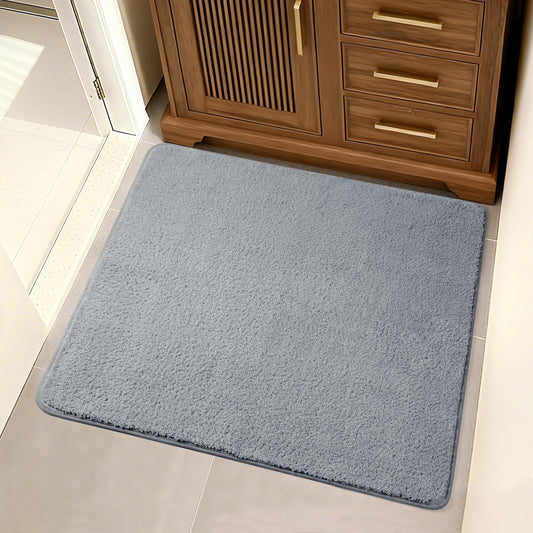 Sunlit Square Bathroom Rug 32x32, Soft Super Absorbent Bath Mat Quick Dry, Washable Bathroom Mat, Non-Slip Square Bath Rug, Cozy Shower Rugs Bathmat, Gray