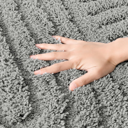 Sunlit 20"x30" Boho Decorative Textured Bathroom Rug Mat, Mid Century Modern Non-Slip Absorbent Soft Bath Mat, Organic Modern Floor Mat Dry Fast Machine Washable, Gray