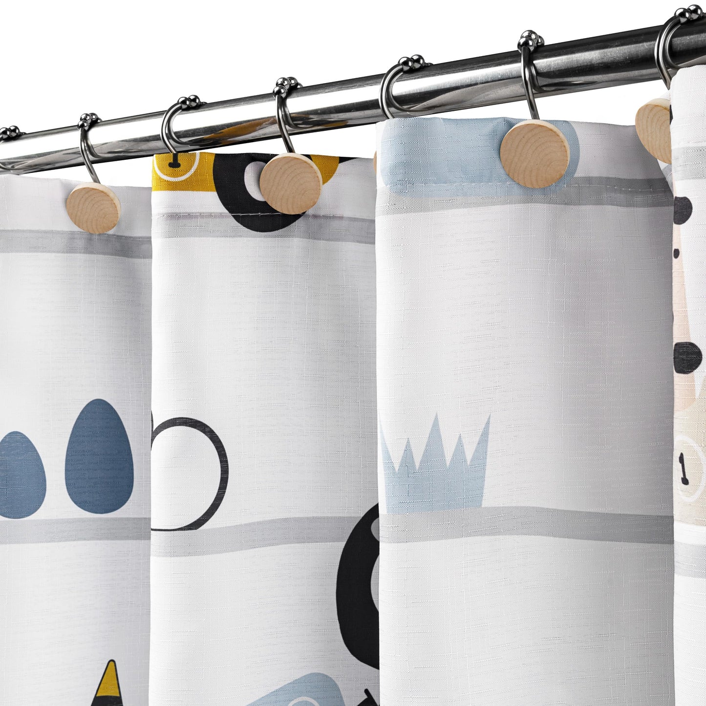 Sunlit Funny Car Race Fabric Kids Shower Curtain, Cute Cartoon Animal Drivers with Giraffe, Lion & Bear, Fun Road Trip Theme Bathroom Decor for Boys and Girls, 72 x 72 Inches, Sage Green