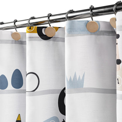 Sunlit Funny Car Race Fabric Kids Shower Curtain, Cute Cartoon Animal Drivers with Giraffe, Lion & Bear, Fun Road Trip Theme Bathroom Decor for Boys and Girls, 72 x 72 Inches, Sage Green