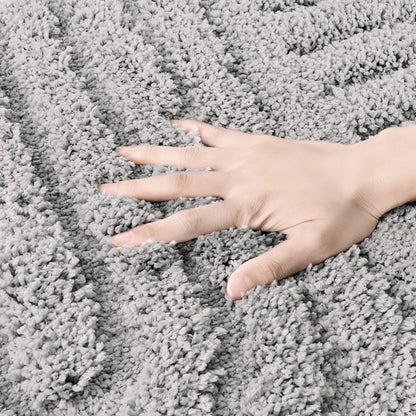 Sunlit 24"x60" Boho Decorative Textured Bathroom Rugs Runner, Mid Century Modern Extra Long Non-Slip Absorbent Soft Bath Mat, Organic Modern Floor Mat Bath Runner Dry Fast Machine Washable, Gray