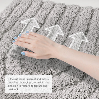 Sunlit 20"x30" Boho Decorative Textured Bathroom Rug Mat, Mid Century Modern Non-Slip Absorbent Soft Bath Mat, Organic Modern Floor Mat Dry Fast Machine Washable, Light Gray