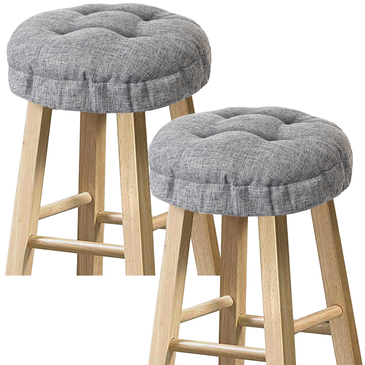 Sunlit Bar Stool Covers - Set of 2 Round Bar Stool Seat Covers, Soft and Cushioned Bar Chair Covers, Easy to Install and Wash, Cover Only, 12 Inch Diameter, Light Gray