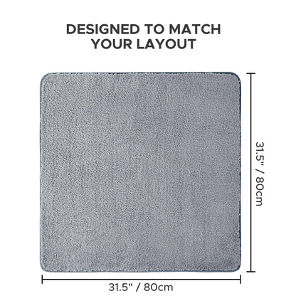 Sunlit Square Bathroom Rug 32x32, Soft Super Absorbent Bath Mat Quick Dry, Washable Bathroom Mat, Non-Slip Square Bath Rug, Cozy Shower Rugs Bathmat, Gray