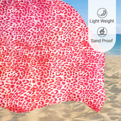 Sunlit Large Cheetah Beach Blanket Waterproof Sand Proof, 81" x106" Sand Free Beach Mat with Corner Pockets and Storage Bag, for Travel Beach Camping Outdoor Festival, Black Pink Leopard