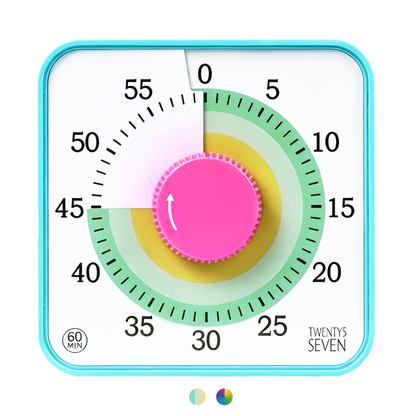 TWENTY5 SEVEN 6-Inch Visual Timer, Battery-Free 60-Minute Countdown Clock