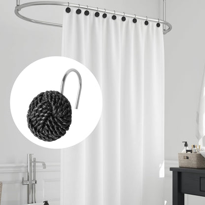 Sunlit Boho Knots Shower Curtain Hooks, Home Decorative Shower Curtain Rings for Bathroom, Seaside Nautical Shower Curtain Hangers Bathroom Accessories, Set of 12