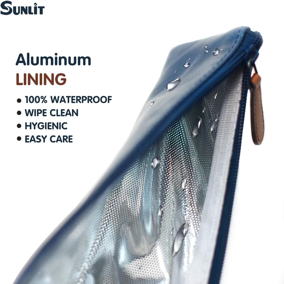 Sunlit 100% Waterproof Wipe Clean Hygienic Carrying Case/Pouch for Reusable Straws - 2 set - For 10.5 inches Straws Silicone or Stainless Steel - Brush/Chopsticks Zipper Bag for Travel