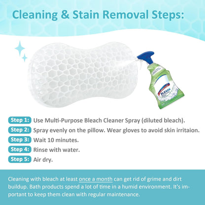 Sunlit Bath Jello Mini Gel Bath Pillows, Lumbar Pillow for Bathtub, Back Support Pillow, Gel Pillow with Non-Slip Suction Cups for Lumbar, Back Rest Support, Fits Curved or Straight Back Tubs, Aqua