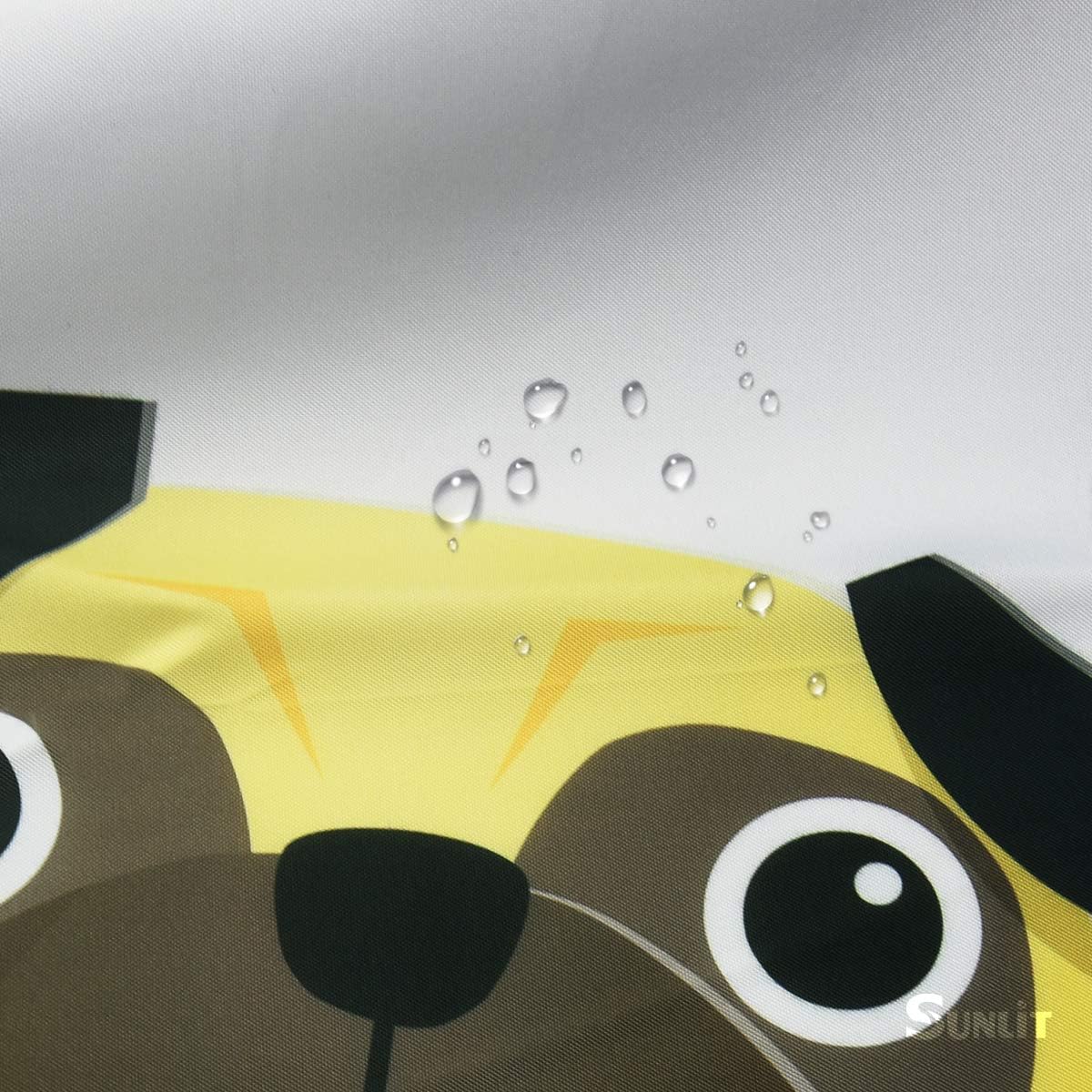 Sunlit Peekaboo Cute Dogs Curious Cartoon Puppy Fabric Shower Curtain for Kids Dogs Lovers, Tawny with Dalmatian Bulldog Pug Poodle Beagle, White