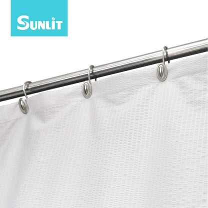 Sunlit Luxury Design Brushed Nickel Oval Shower Curtain Hooks Rust Proof Oil Rubbed Metal Shower Curtain Rings - Satin Matte Silver - 12 Pack
