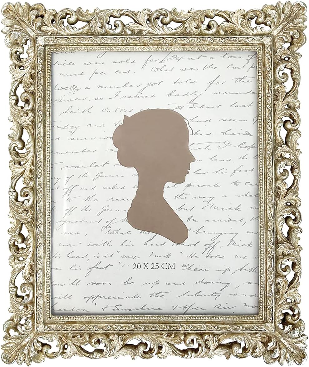 Sunlit Vintage Picture Frame 5x7 Inch, Luxury Antique Photo Frames with Glass Front, Photo Display, Tabletop Wall Hanging, Gift Ideas, Antique Gold Silver