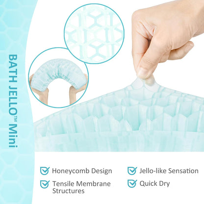 Sunlit Bath Jello Mini Gel Bath Pillows, Lumbar Pillow for Bathtub, Back Support Pillow, Gel Pillow with Non-Slip Suction Cups for Lumbar, Back Rest Support, Fits Curved or Straight Back Tubs, Aqua