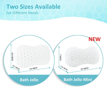 Sunlit Bath Jello Mini Gel Bath Pillows, Lumbar Pillow for Bathtub, Back Support Pillow, Gel Pillow with Non-Slip Suction Cups for Lumbar, Back Rest Support, Fits Curved or Straight Back Tubs, Aqua
