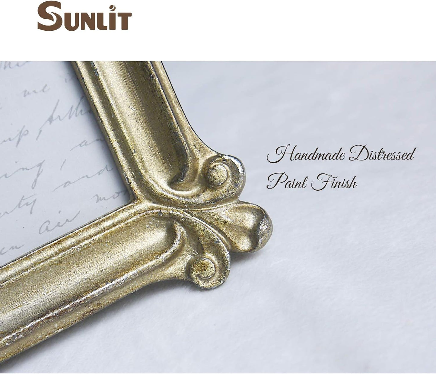 Sunlit Vintage Picture Frame 8x10 Inch, Luxury Antique Photo Frames with Glass Front, Photo Display, Tabletop Wall Hanging, Gift Ideas, Gold