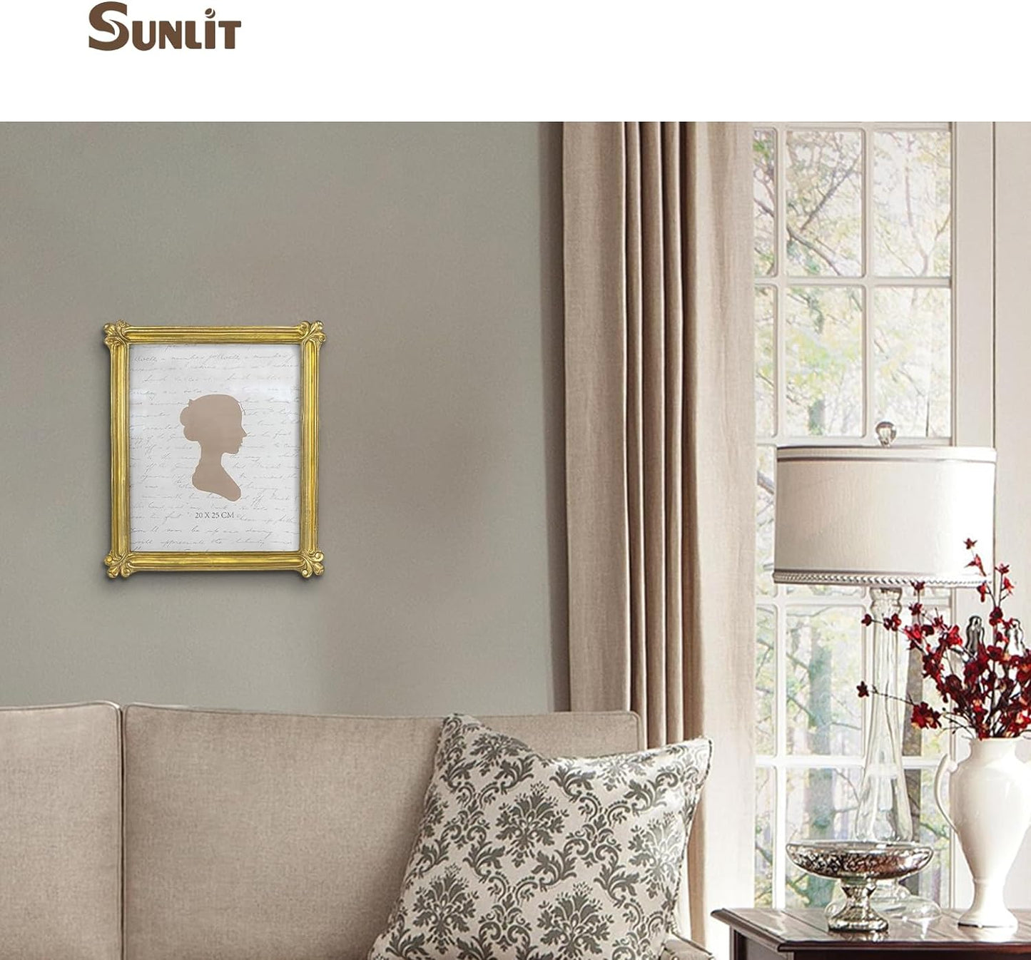 Sunlit Vintage Picture Frame 5x7 Inch, Luxury Antique Photo Frames with Glass Front, Photo Display, Tabletop Wall Hanging, Gift Ideas, Gold and Silver