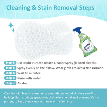 Sunlit Bath Jello Gel Bath Pillows, Lumbar Pillow for Bathtub, Back Support Pillow, Gel Pillow with Non-Slip Suction Cups for Lumbar, Back Rest Support, Fits Curved or Straight Back Tubs, White