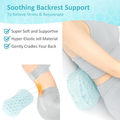 Sunlit Bath Jello Mini Gel Bath Pillows, Lumbar Pillow for Bathtub, Back Support Pillow, Gel Pillow with Non-Slip Suction Cups for Lumbar, Back Rest Support, Fits Curved or Straight Back Tubs, Aqua