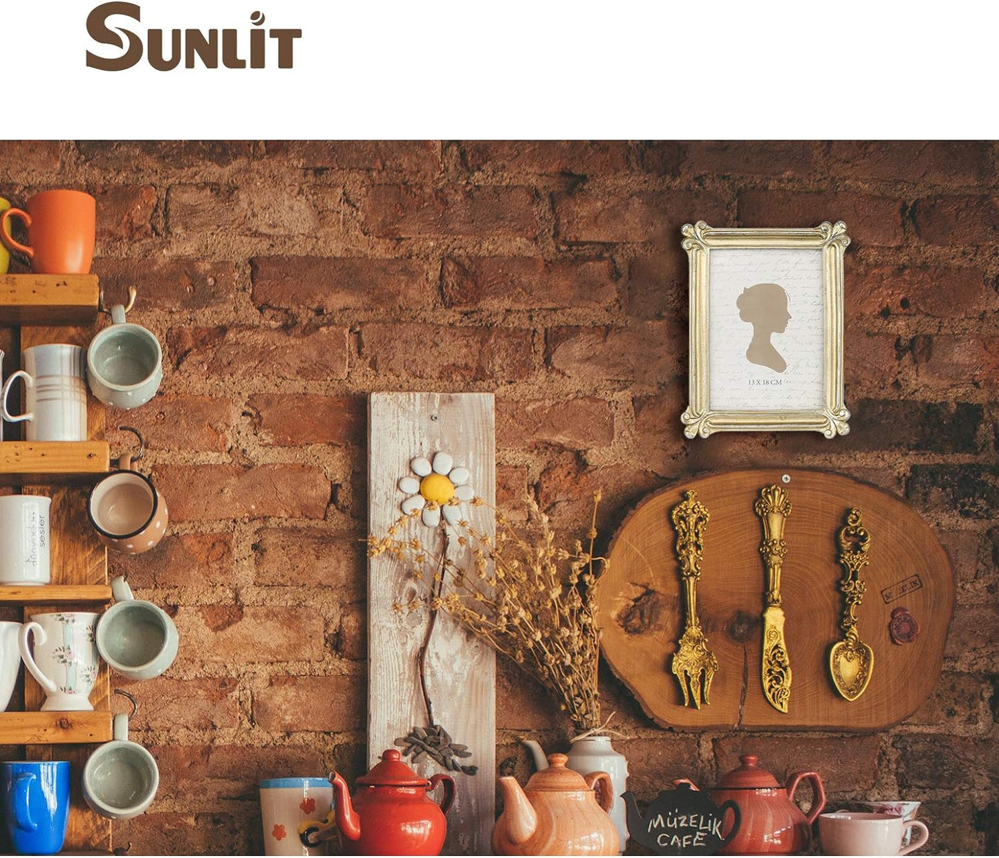 Sunlit Vintage Picture Frame 5x7 Inch, Luxury Antique Photo Frames with Glass Front, Photo Display, Tabletop Wall Hanging, Gift Ideas, Gold and Silver