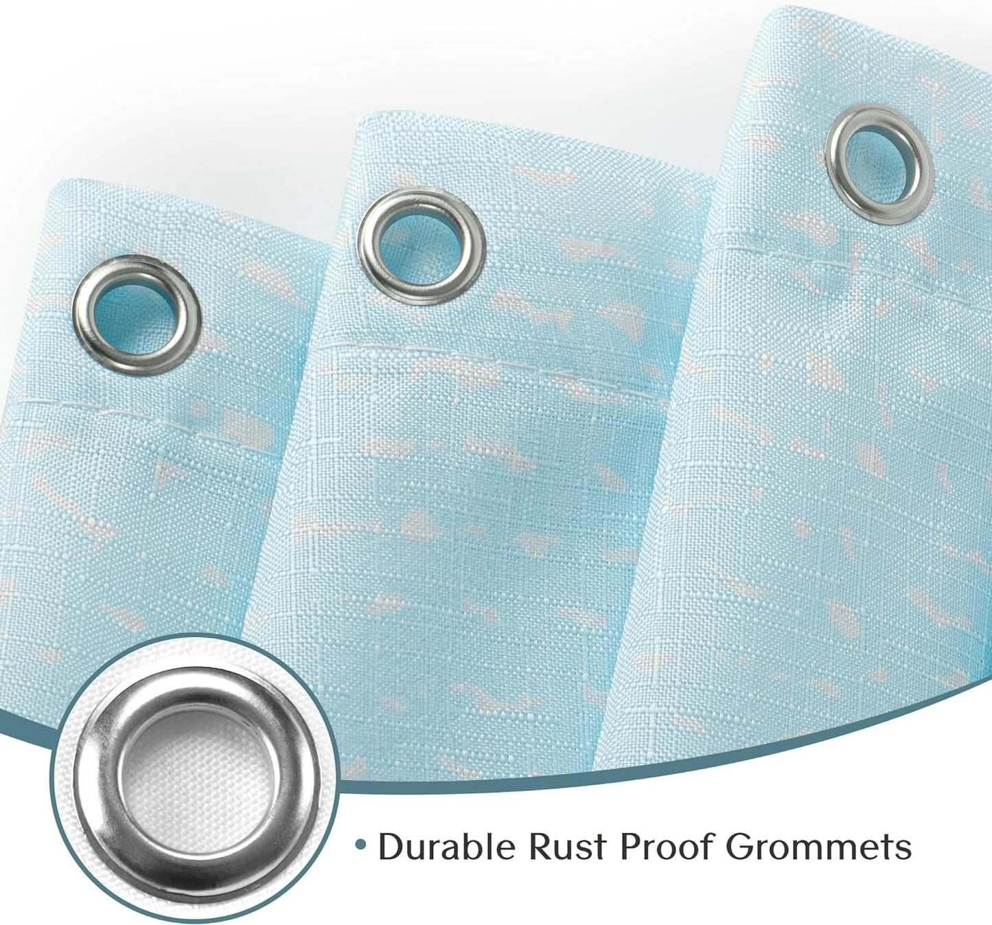 Abstract Beach Shower Curtain, Blue Seashore Ocean Shower Curtains for Modern Bathroom Decor, Coastal Sea Waves Bathroom Curtains, 71x71